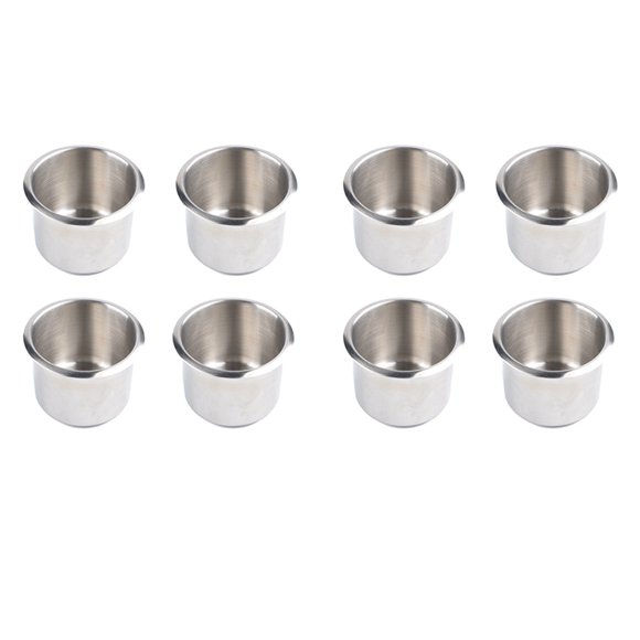 8Pcs Universal Marine Boat Cup Holder 68X55mm Stainless Steel Drop in Drink Cup Holder for Poker Table Couch