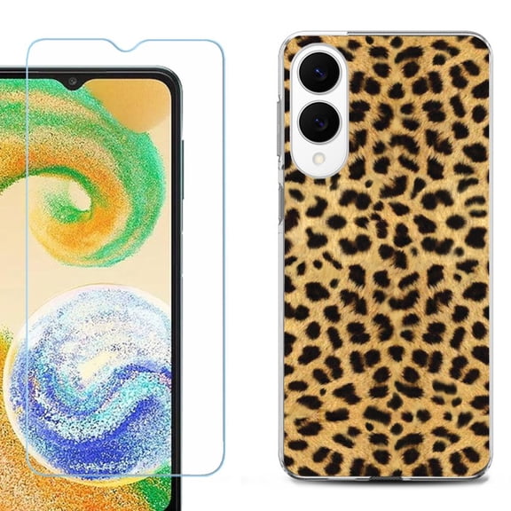 For Samsung Galaxy S25 Edge 5G Protective Shockproof Phone Case with Tempered Glass Screen Protector, by OneToughShield - Cheetah Gold/Black