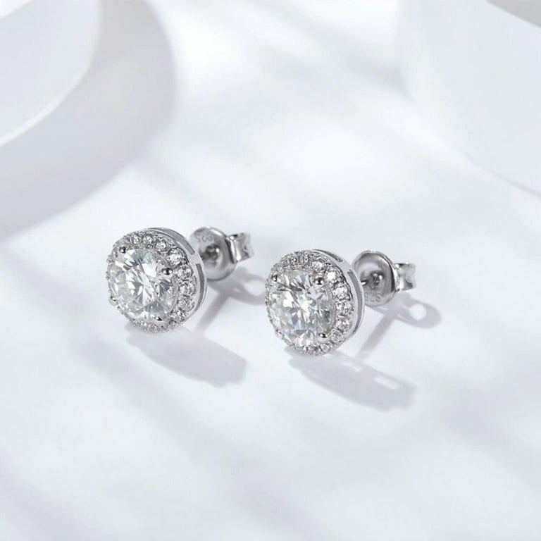 ●TATIANA● Silver 925 Moissanite 1 Carat Earrings DE0003 17 ☆TATIANA☆ Silver 925 Moissanite 1 Carat Earrings DE0003 17