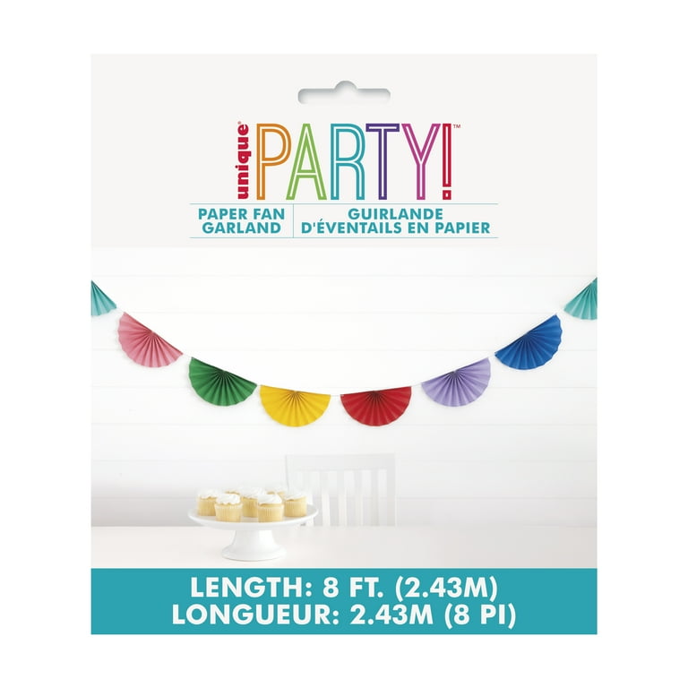 Ghirlanda Appendere A Ventagli Di Carta Scalloped Unique UK 2,43 M - Multicolore, 1 Pezzo - Per Feste Compleanno, Decorazioni - 4