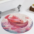 thumbnail image 4 of Ocean Mermaid Coral Washable Round Rug -Circle Area Rugs for Nursery Bedroom, Vintage Non Slip Non Shedding Low Pile Carpet for Living Room Coffee Table Entryway, 4 of 7