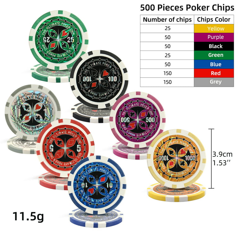 undersøgelse Forbigående gå QUEENMAIL 500 PCS Chips Set Texas Hold'Em Dice Poker Chips Set - Walmart.com