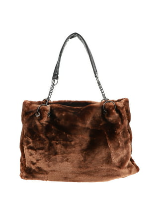 Ginger Woven Furry Shoulder Bag Large Chain Tote Soft Handbags