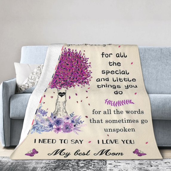Gift for Mom Blanket Throw Birthday Gift for Mom with Letter Print Soft Flannel Blanket Mom Gift 50" x 40"