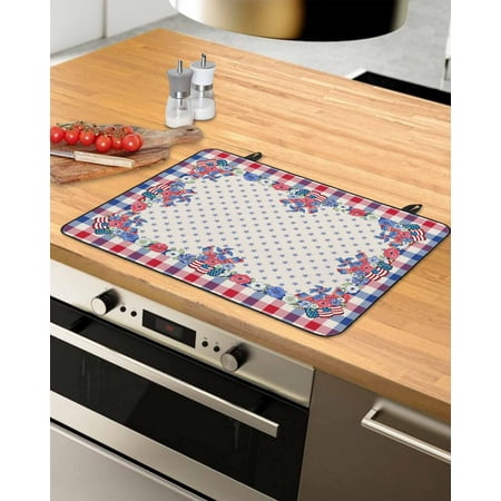 

Red Blue Plaid 4th of July Stove Top Covers for Electric Stove Heat Insulation Fireproof Glass Cooktop Cover Counter Top Glass Stove Cover for Prevent Scratches 29 x21 Independence Day Floral