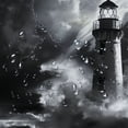 thumbnail image 5 of Pratyus Lighthouse Storm Gothic Art Printed Shower Curtain 100% Polyester Washable Bathroom Curtain with Hooks 69x72, 5 of 7
