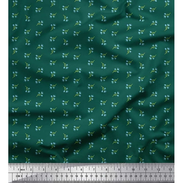 Soimoi Poly Georgette Fabric Leaves & Floral Shirting Printed Fabric 1 Yard 42 Inch Wide