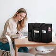 thumbnail image 2 of WANDF Tote Bag for Women with Zipper,Large Work Totes Laptop Bag with Multi-Pockets for College,Teacher,Nuser,Doctor,Durable Tote Bag for Travel,Beach,Gym(Black Totes), 2 of 11