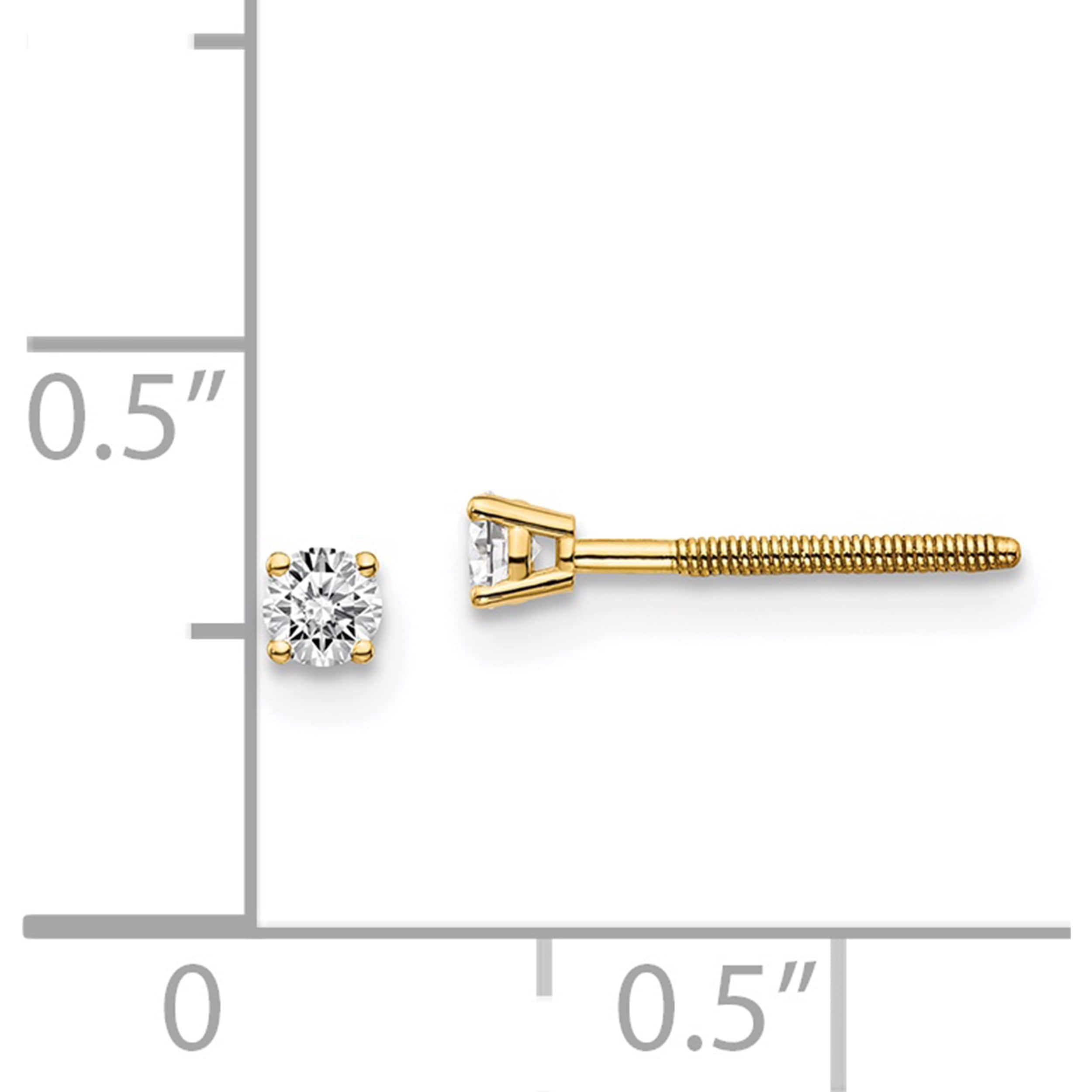 14K Yellow Gold 14Ky .10Ct. Vs2/Si1 G-I Diamond Stud Thread On/Off Post Earrings (2.4 X 2.4) Made In United States st4-10
