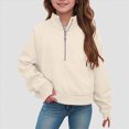 thumbnail image 2 of TOWED22 Girls Half Zip Sweatshirt Solid Fleece Quarter Zip Pullover Hoodis Fall Clothes for Teen Girls Thumb Hole,3-4 Y, 2 of 6