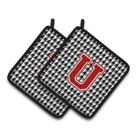 

Carolines Treasures CJ1021-UPTHD Letter U Monogram - Houndstooth Black Pair of Pot Holders 7.5HX7.5W multicolor