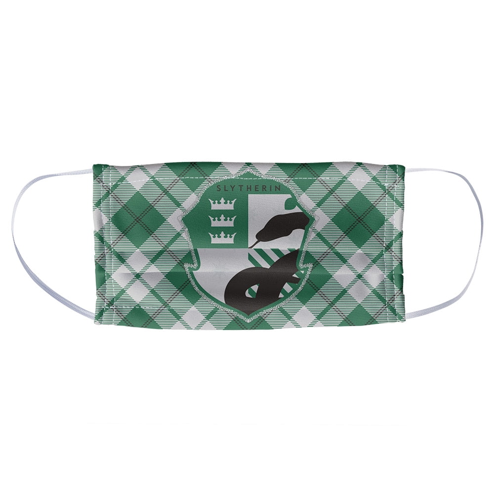 Harry Potter Slytherin Plaid Logo 1-Ply Reusable Face Mask Covering, Unisex