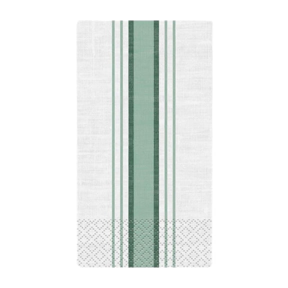 Botanical Green Stripe 16 Ct Guest Napkins Green Off White