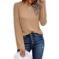 thumbnail image 2 of Fantaslook Textured Tops for Women Crew Neck Long Sleeve Shirts Fall Blouses Casual Basic Tee, 2 of 8