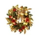 thumbnail image 2 of xihome Corona navideña de 45 cm (17,72 pulgadas) con luces, adornos rojos y dorados, flores y lazos. Decoracin festiva para la puerta de entrada, ideal para interiores y exteriores., 2 of 8