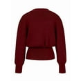 thumbnail image 4 of Womens Cardigan Sweater Deep V Neck Long Sleeve Button Crochet Knit Short Fall Sweaters Trendy Wine Red M, 4 of 10