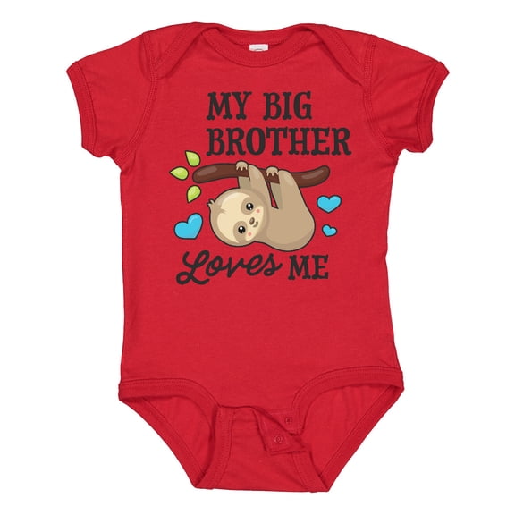 Inktastic My Big Brother Loves Me with Sloth and Hearts Boys or Girls Baby Bodysuit