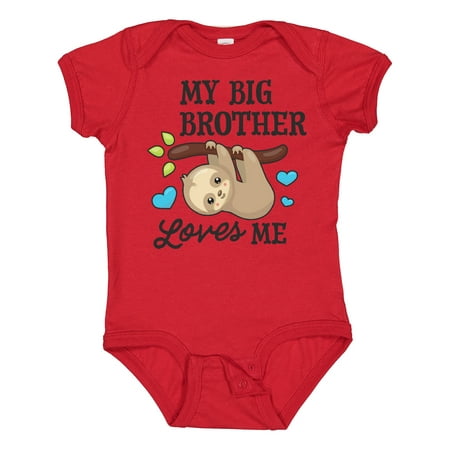 

Inktastic My Big Brother Loves Me with Sloth and Hearts Gift Baby Boy or Baby Girl Bodysuit
