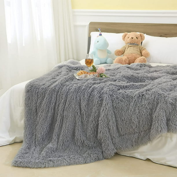 Buy ST. BRIDGE Faux Fur Throw Blanket, Super Soft Lightweight Shaggy Fuzzy  Blanket Warm Cozy Plush Fluffy Decorative Blanket for Couch,Bed, Chair  (Light Blue, 50x60) Online at Low Prices in India 