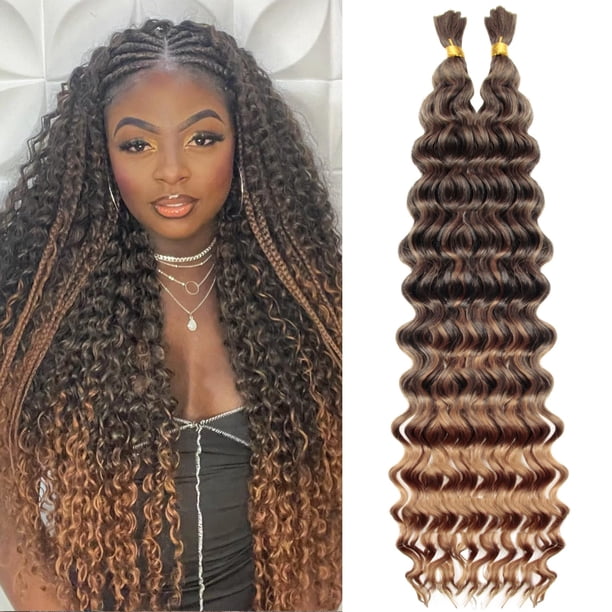 Suyiapiy Cabello Trenzado Rizado, Cabello Trenzado Ondulado De Agua Profunda, Cabello Bohemio Para Trenzar, Sin Trama, 80 G, Extensiones De Cabello Trenzado Húmedo Y Ondulado Para Mujeres Negras (1B/2