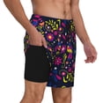 thumbnail image 2 of Yiaed Colorful Mexican Print Mens Swim Trunks Bathing Suit Compression Liner Beach Swim Shorts Swimwear Quick Dry Zipper Pocket No-Chafing Board Short-X-Large, 2 of 6