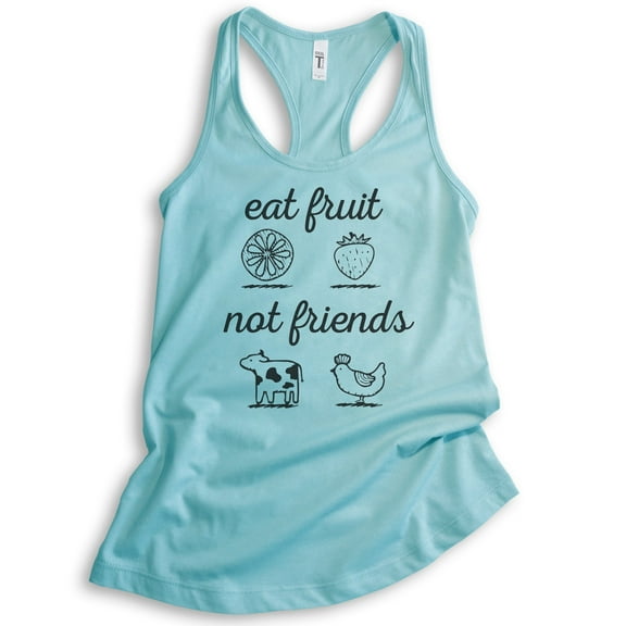 Eat Fruit Not Friends Tank Top, Ladies Racerback Tank Top, Cute Vegan Tank, Funny Vegan Tank, Cancun, X-Small