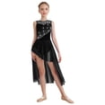 thumbnail image 3 of vastwit Girls Sleeveless Lyrical Dance Dress Lace High Low Skirt Leotard Ballet Modern Contemporary Dancewear Black 10, 3 of 5