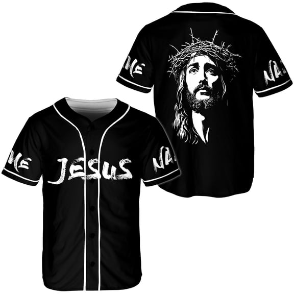 Lotusprinthandmade Personalized Jesus Christian Baseball Jersey XS-5XL Multicolor (XS), christian themed sportswear