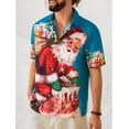 thumbnail image 4 of Camisas hawaianas de manga corta para hombre, estilo playero Aloha, con estampado navideño de Papá Noel, informal, con botones, para verano, 4 of 7