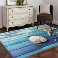 thumbnail image 3 of Ocean Starfish Area Rugs 4'x6', Washable Small Throw Rugs for Office Bathroom, Nautical Coastal Conch Wooden Board Ombre Blue Indoor Outdoor Rug Non-Slip Low Pile Carpet Runner Reversible Floor Mats, 3 of 8