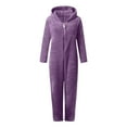 thumbnail image 4 of jobturf Girls Pajama Onesies Fuzzy Fleece Long Sleeve Hooded Rompers Casual Kids Full Zip up One Piece Cute Sleepwear 5-15 Years, 4 of 5