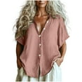 thumbnail image 1 of Vestidos Casuales Para Mujer, Blusas De Mujer De Moda Camisa de botones lisa de moda para mujer, blusa holgada con cuello en V para mujer, 1 of 6