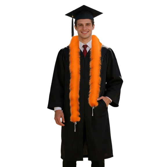 FUZHIQ Graduation Stole 2026, Soft Furry Neck Wrap for Graduation Gown, Decorative Scarf for Graduation Ceremony Prom Party , Multi Colors,One Size