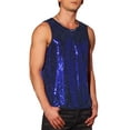thumbnail image 4 of INSPIRE CHIC Camisetas para hombres sin mangas con cuello redondo de lentejuelas metálicas S Azul, 4 of 4