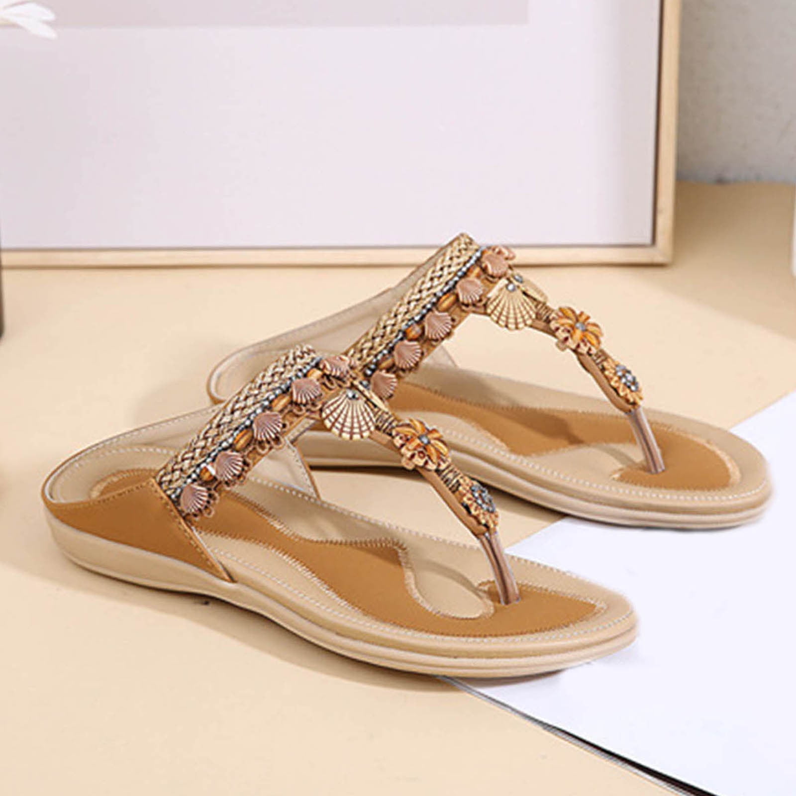 Clark Sandals Bohemian Sandals Women s Summer Casual Comfortable Shoes Peep toe Beach Sandals For Women Summer Sandals Size 7 on Clearance