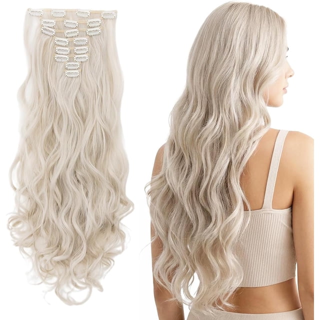 Yanonmyfd Clip In Hair Extensions 26 Inch Straight, 8 Pieces 18 Clips, Heat Resistant Synthetic Hair, 130g, Jet Black