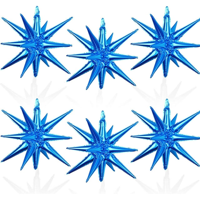 20 globos de explosión de estrella azul, globo de explosión de estrella, globo de película de poliéster 3D, globo de explosión de estrella de aluminio de 22 pulgadas, suministros para fiesta de boda, cumpleaños, Navidad (azul) Rojo Verde