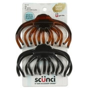 Scunci Curved Teeth Claw Clips, Black and Brown, 2 Ct