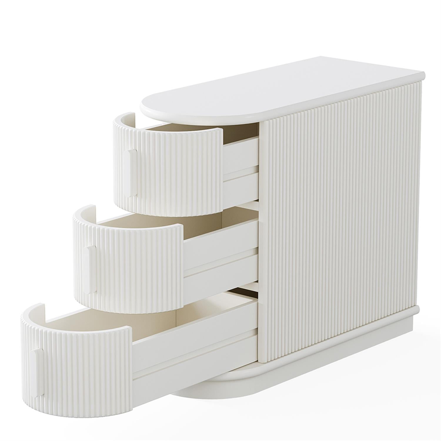 Demi Bonn Narrow Side Table with 3 Drawers, Wood Side End Table, Nightstand and Bedside Table with Storage, for Small Spaces, White