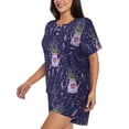 thumbnail image 2 of Naloa Lavender Flowers Women's Short-Sleeved Pajama Set, Loungewear, Summer pajamas, Breathable Cozy - 3X-Large, 2 of 9