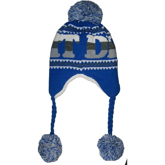 Detroit City Name Winter Hat with Ear Flaps and Hanging Poms