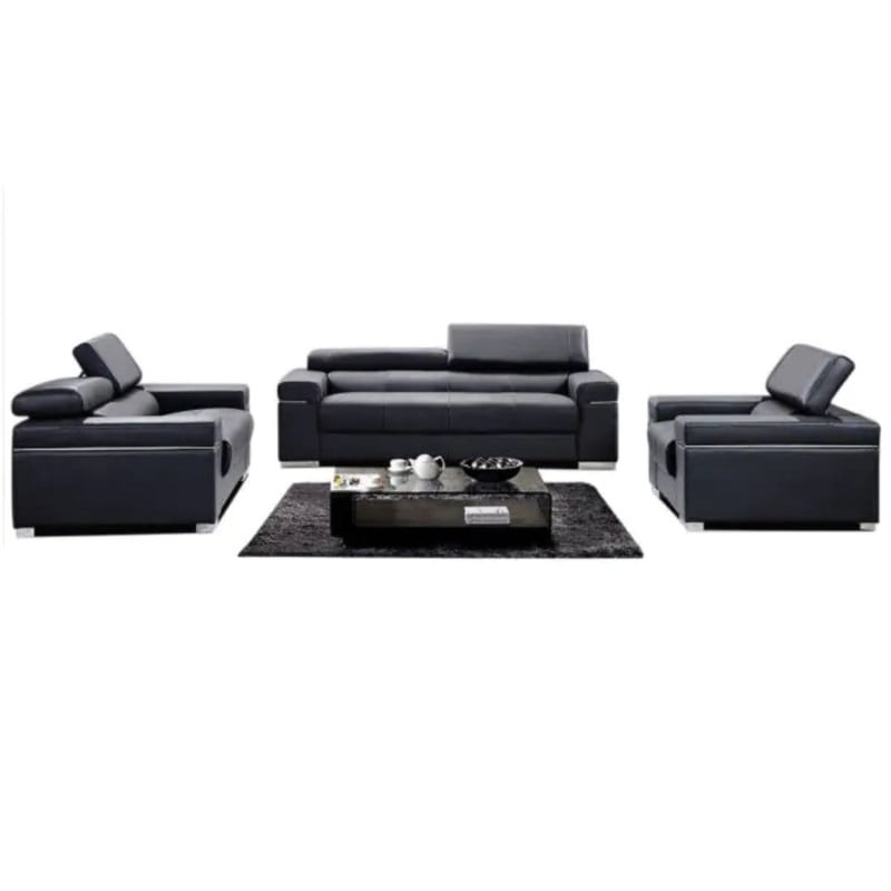 Soho Leather Sofa Set, Black, 3Piece