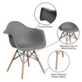 thumbnail image 3 of Heavenly Collection Bucket Grey Armchair with Wood Legs SET OF 6, 3 of 5