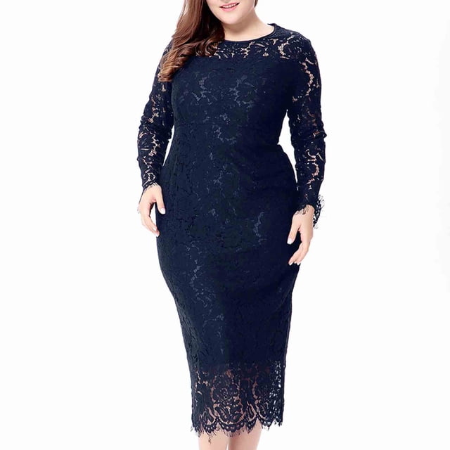Robes pour Femmes 2024 Mode Féminine Robe Longue en Dentelle Ajourée Robe de Soirée à Manches Longues Robe de Soirée en Liquidation
