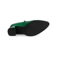 thumbnail image 5 of BLISSFUL STEP Women's Ankle Boots Chunky Heel Side Zipper Faux Leather Rubber Outsole Boots Green 7, 5 of 7
