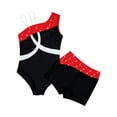 thumbnail image 3 of inhzoy Kids Girls 2Pcs Dance Leotard Outfits Ballet Gymnastic Leotard and Shorts Set Black&Red 6, 3 of 7