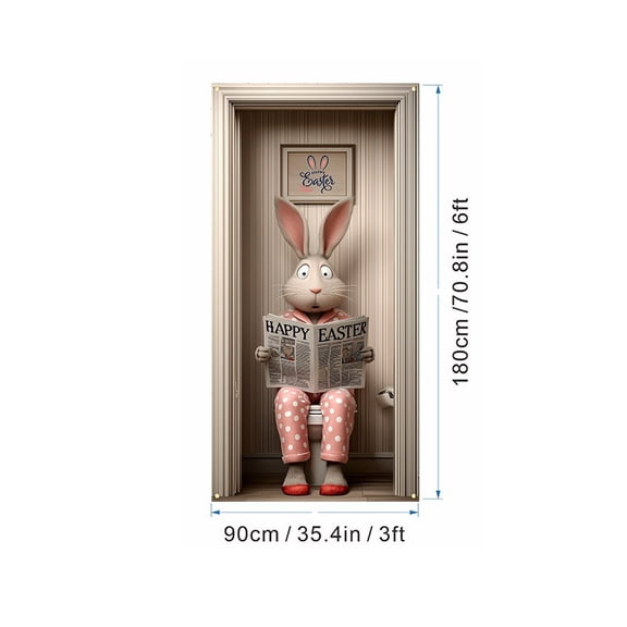 Bfogop Easter Door Cover, Easter Door Decor Bunny Egg Rabbit Hanging Banner Decor Holiday Decor Spring Party Decor for Front Wall Backdrop Indoor Outdoor 71 x 35 Inch