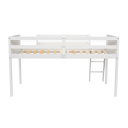 thumbnail image 6 of Tcbosik Loft Bed with Built-in Ladder and Full Length Guardrail, Twin Size Bed Frame for Bedroom, Wood Slats Support, No Box Spring Needed, White, 6 of 9