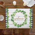 thumbnail image 3 of Farmhouse Green Leaf Wreath Placemats Set of 6,Wipeable Washable Table Mats for Dining Tables, Country Leaves Wood Plank Plaid Place Mats for Kitchen Event Party Tabletop Decor, 3 of 9