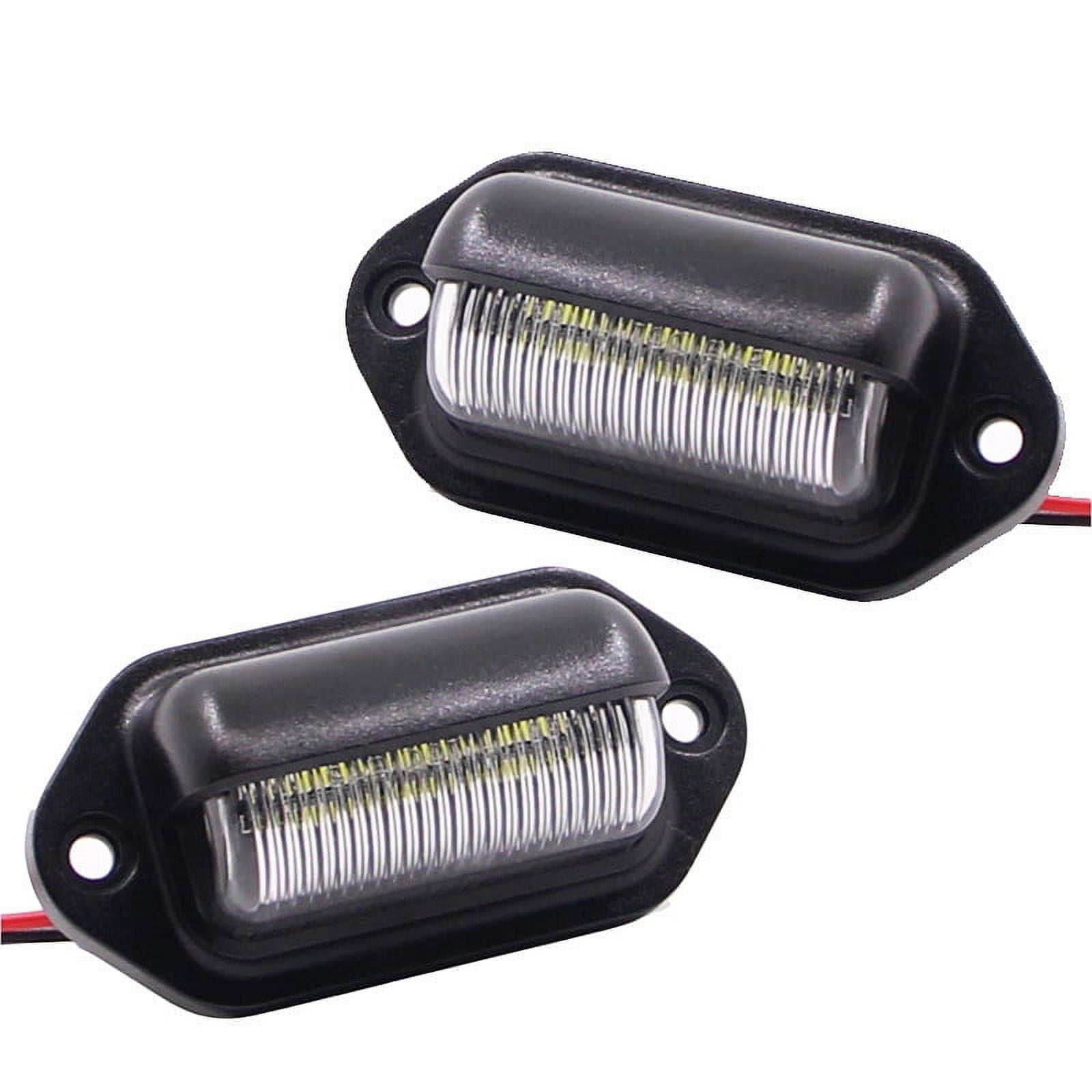 Justech lot de 2 feux de plaque d'immatriculation 4 DEL, étanches 12 V 24 V ensemble de feux de plaque d'immatriculation blanc pour voitures, camions, remorques, fourgonnettes, camping-cars, caravanes
